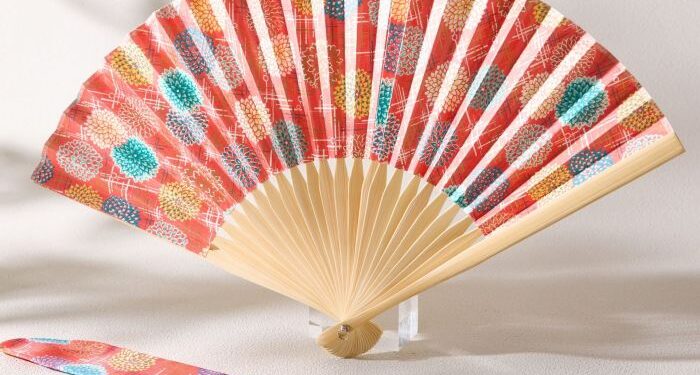 Get Yuzen Folding Fan (Red Chrysanthemum) Delivered | Weee! Asian Market